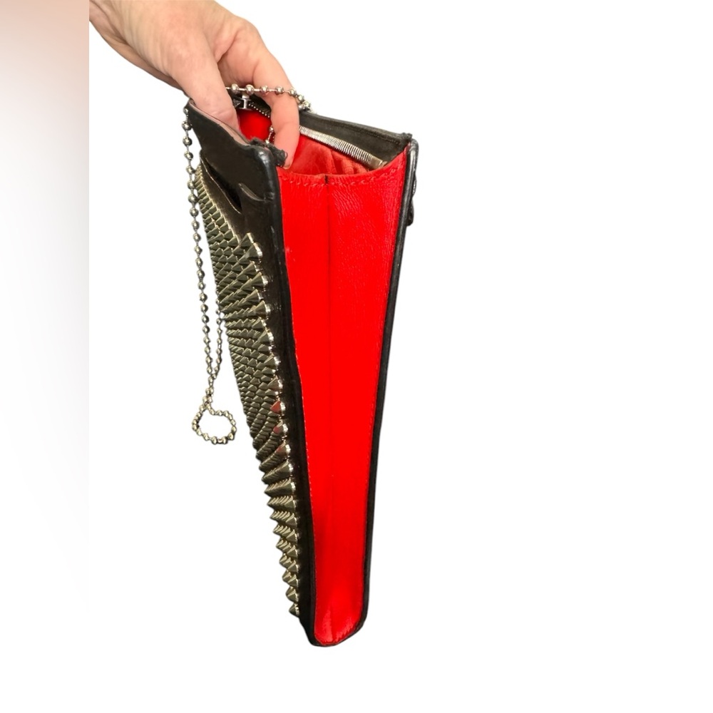CHRISTIAN LOUBOUTIN Spike studs Sky porch Clutch bag/ 3 way Leather Black - Picture 8 of 13